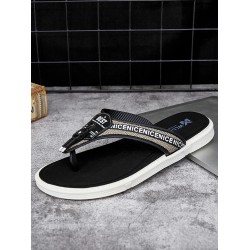 Men Casual Outdoor Denim Fabric Slip On Beach Flip Flop Slippers