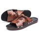 Men Pure Color Leather Slip Resistant Soft Sole Casual Beach Slippers