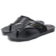 Men Leather Slip Resistant Metal Buckle Soft Casual Beach Slippers