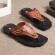 Men Leather Slip Resistant Metal Buckle Soft Casual Beach Slippers