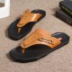 Men Leather Slip Resistant Metal Buckle Soft Casual Beach Slippers