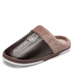 Men Warm Lined Stitching Slip-On Backless Soft Casual Slippers