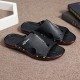 Men Breathable Leatehr Slip Resistant Soft Sole Casual Beach Slippers