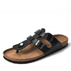 Men Casual Backless Comfy Cork Bottom Clip Toe Slippers