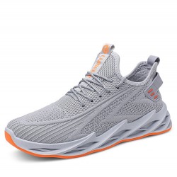 Men Knitted Fabric Breathable  Non Slip Athletic Running Walking Blade Type Sneakers