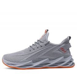 Men Knitted Fabric Breathable  Non Slip Athletic Running Walking Blade Type Sneakers