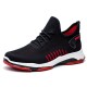 Men Knitted Fabric Breathable Lace Up Soft Comfy Sports Running Sneakers