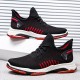 Men Knitted Fabric Breathable Lace Up Soft Comfy Sports Running Sneakers