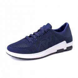 Men Knitted Fabric Lace Up Running Shoes Casual Walking Sneakers