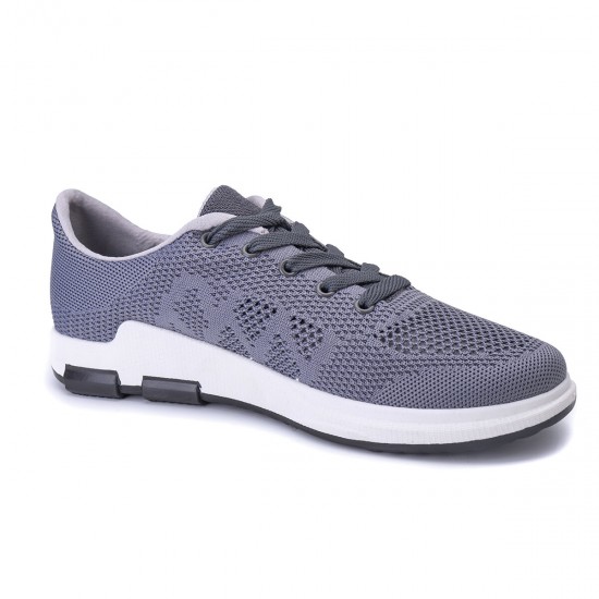 Men Knitted Fabric Lace Up Running Shoes Casual Walking Sneakers