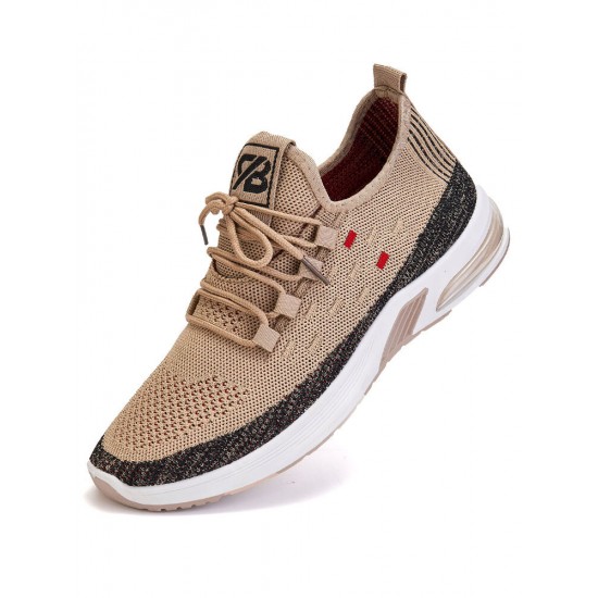 Men Knitted Fabric Air-cushion Sole Shock Absorption Running Sneakers