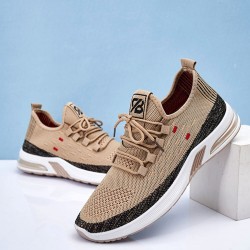 Men Knitted Fabric Air-cushion Sole Shock Absorption Running Sneakers