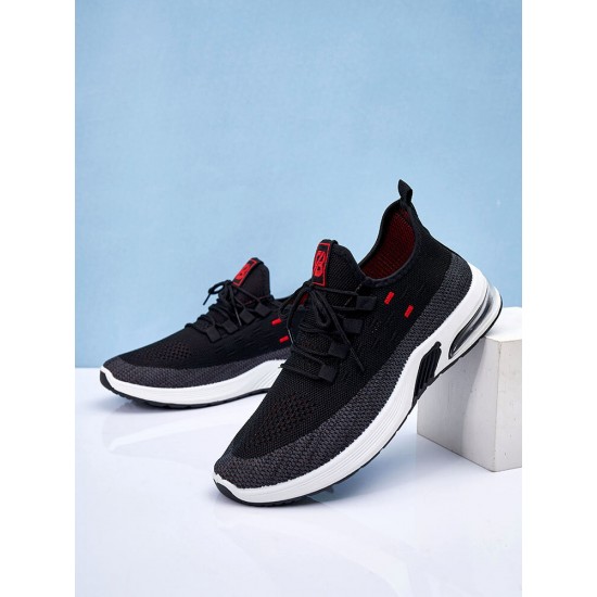 Men Knitted Fabric Air-cushion Sole Shock Absorption Running Sneakers