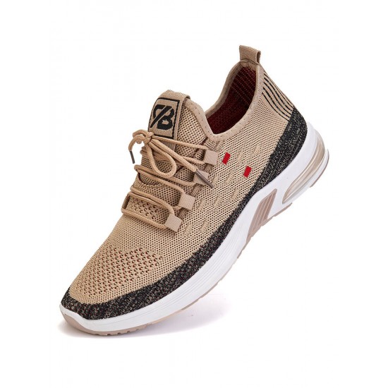 Men Knitted Fabric Air-cushion Sole Shock Absorption Running Sneakers