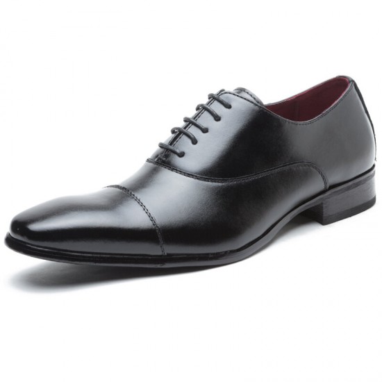 Men Retro Leather Cap Toe Non-slip Business Casual Formal Dress Shoes