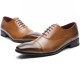 Men Retro Leather Cap Toe Non-slip Business Casual Formal Dress Shoes