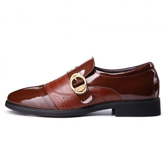 Men Leather Splicing Metal Buckle Non-slip Slip-ons Formal Shoes