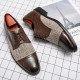 Men Stylish Brogue Cap Toe Derby Shoes Lace Business Formal Dress Shoes