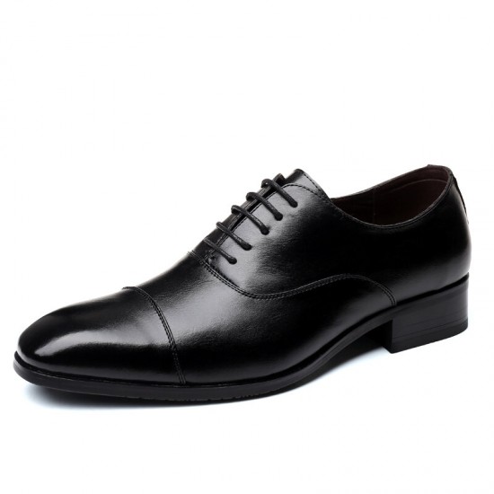 Men Microfiber Leather Non Slip Cap Toe Business Formal Dress Shoes