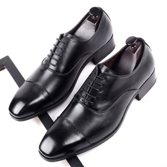 Men Microfiber Leather Non Slip Cap Toe Business Formal Dress Shoes