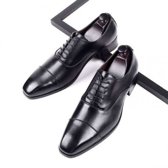 Men Microfiber Leather Non Slip Cap Toe Business Formal Dress Shoes