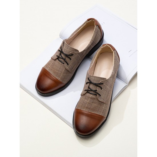 Men British Style Cap Toe Comfy Lace Up Formal Dress Shoes