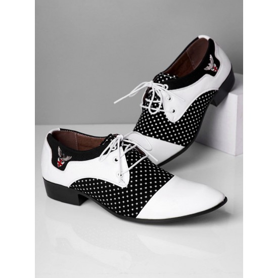 Men Vintage Color Blocking Pointed Toe Business Casual Dress Shoes