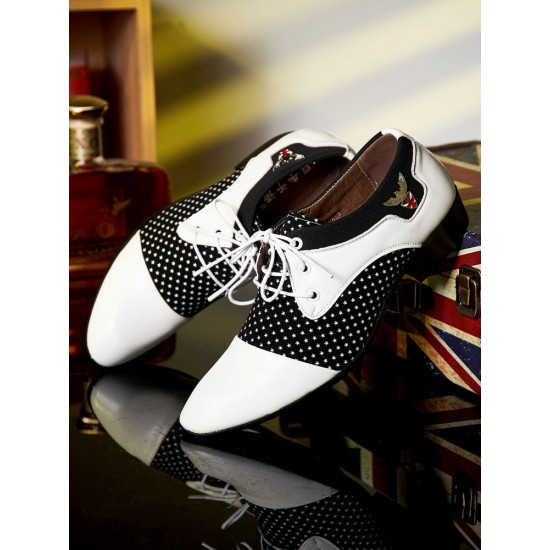 Men Vintage Color Blocking Pointed Toe Business Casual Dress Shoes