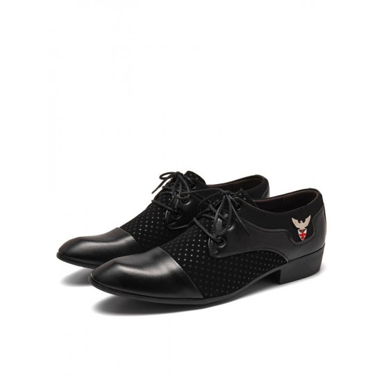 Men Vintage Color Blocking Pointed Toe Business Casual Dress Shoes