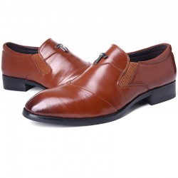 Men Leather Splicing Non-slip Soft Sole Slip On Business Formal Shoes