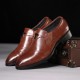 Men Leather Splicing Non-slip Soft Sole Slip On Business Formal Shoes