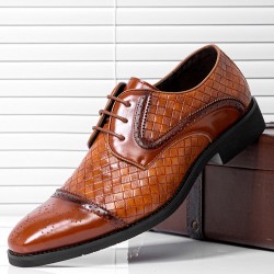 Men Vintage Brogue Derby Shoes Lace Up Business Dress Shoes