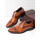 Men Vintage Brogue Derby Shoes Lace Up Business Dress Shoes