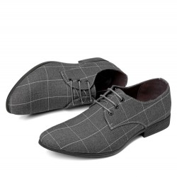 Men Pointed Toe Canvas Business Casual Dress Shoes