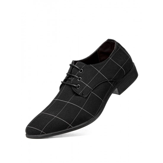 Men Pointed Toe Canvas Business Casual Dress Shoes