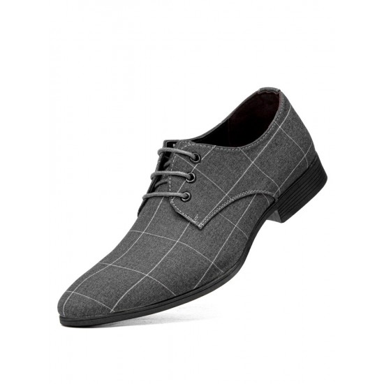 Men Pointed Toe Canvas Business Casual Dress Shoes