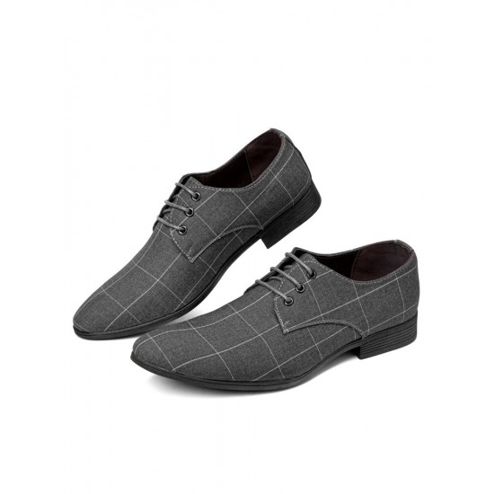 Men Pointed Toe Canvas Business Casual Dress Shoes