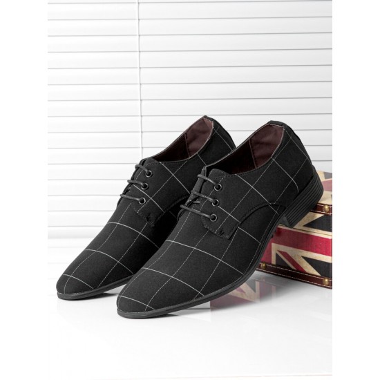 Men Pointed Toe Canvas Business Casual Dress Shoes