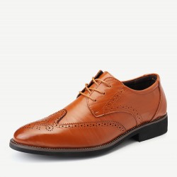 Men Brogue Carved Pointed Toe Lace Up Oxfords Formal Dress Shoes