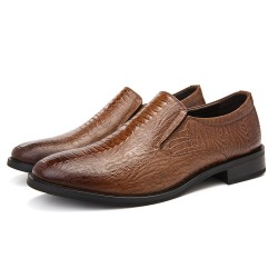 Men Stylish Crocodile Pattern Slip On Formal Dress Shoes