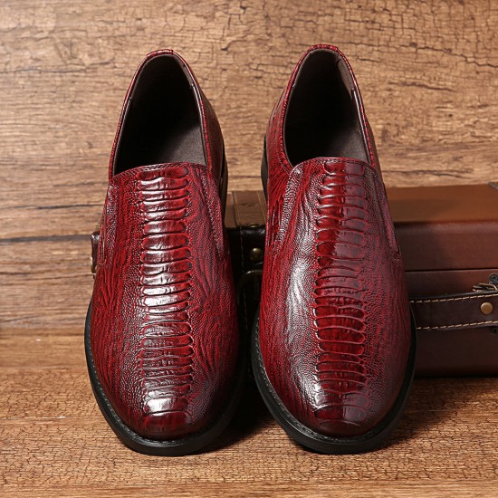 Men Stylish Crocodile Pattern Slip On Formal Dress Shoes