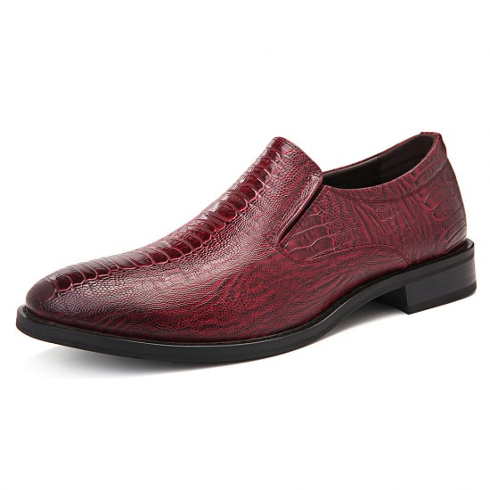 Men Stylish Crocodile Pattern Slip On Formal Dress Shoes