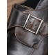 Men Vintage British Belt Buckle Monk Shoes Business Formal Dress Shoes