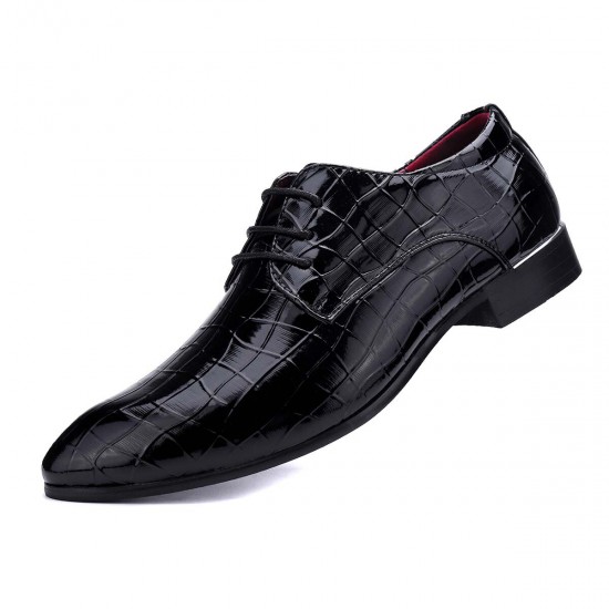 Large Size Men Patent Leather Lace Up Party Wedding Dress Shoes