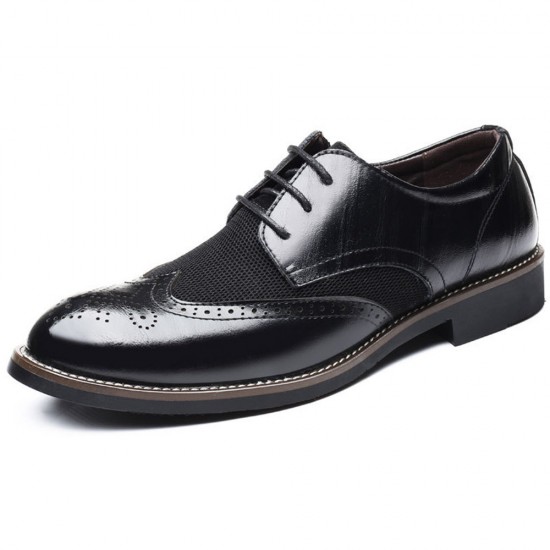 Large Size Men Brogue Carved Leather Splicing Formal Oxfords