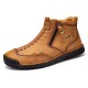 Men Double Side Zipper Hand Stitching Microfiber Leather Ankle Boots