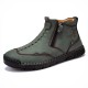 Men Double Side Zipper Hand Stitching Microfiber Leather Ankle Boots