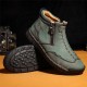 Men Double Side Zipper Hand Stitching Microfiber Leather Ankle Boots