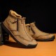 Men Double Side Zipper Hand Stitching Microfiber Leather Ankle Boots