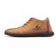 Men Rubber Cap Toe Hand Stitching Lace Up Microfiber Leather Ankle Boots